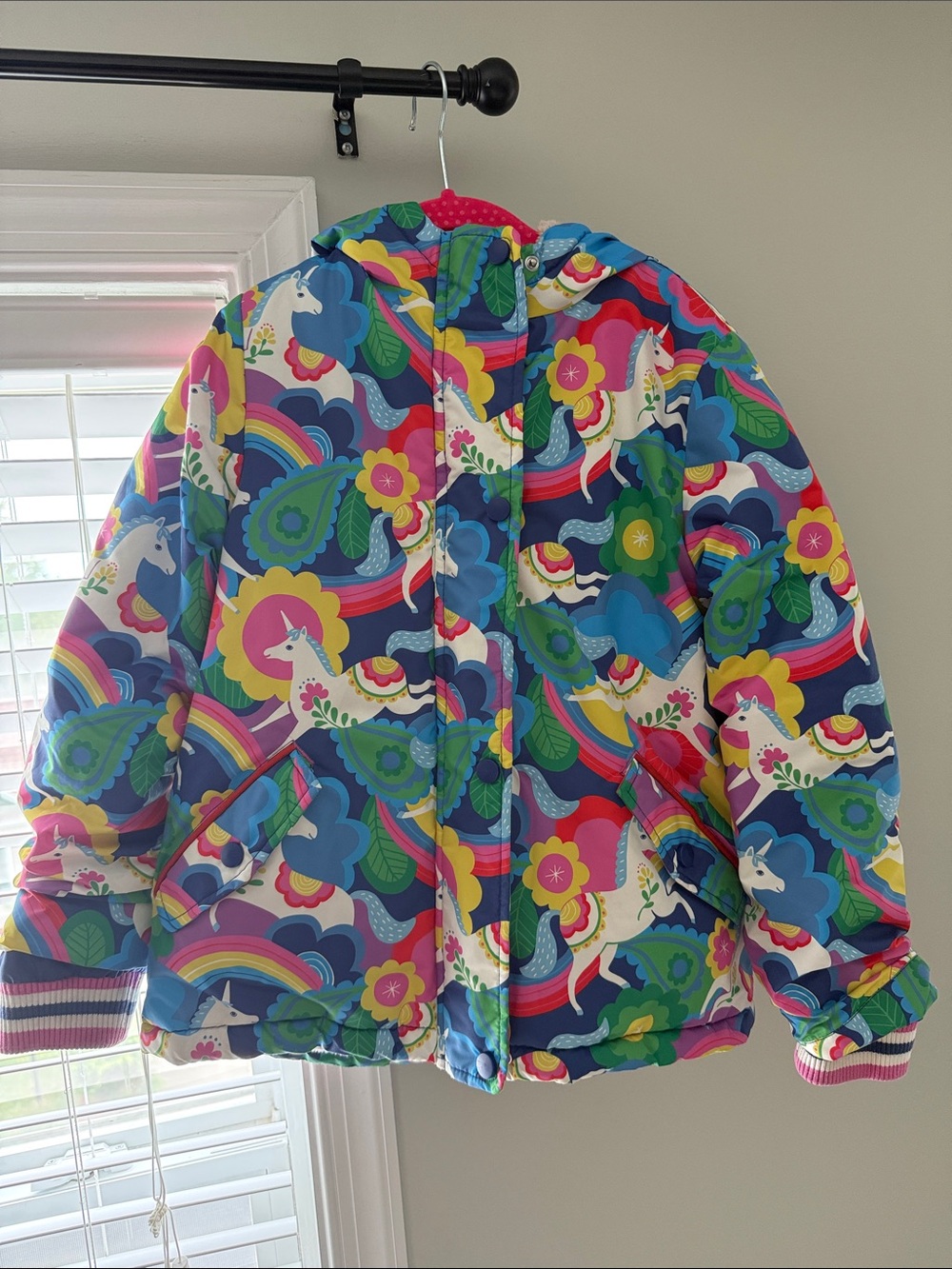 Kids' Rainbow Unicorn Puffer Jacket - Colorful Print